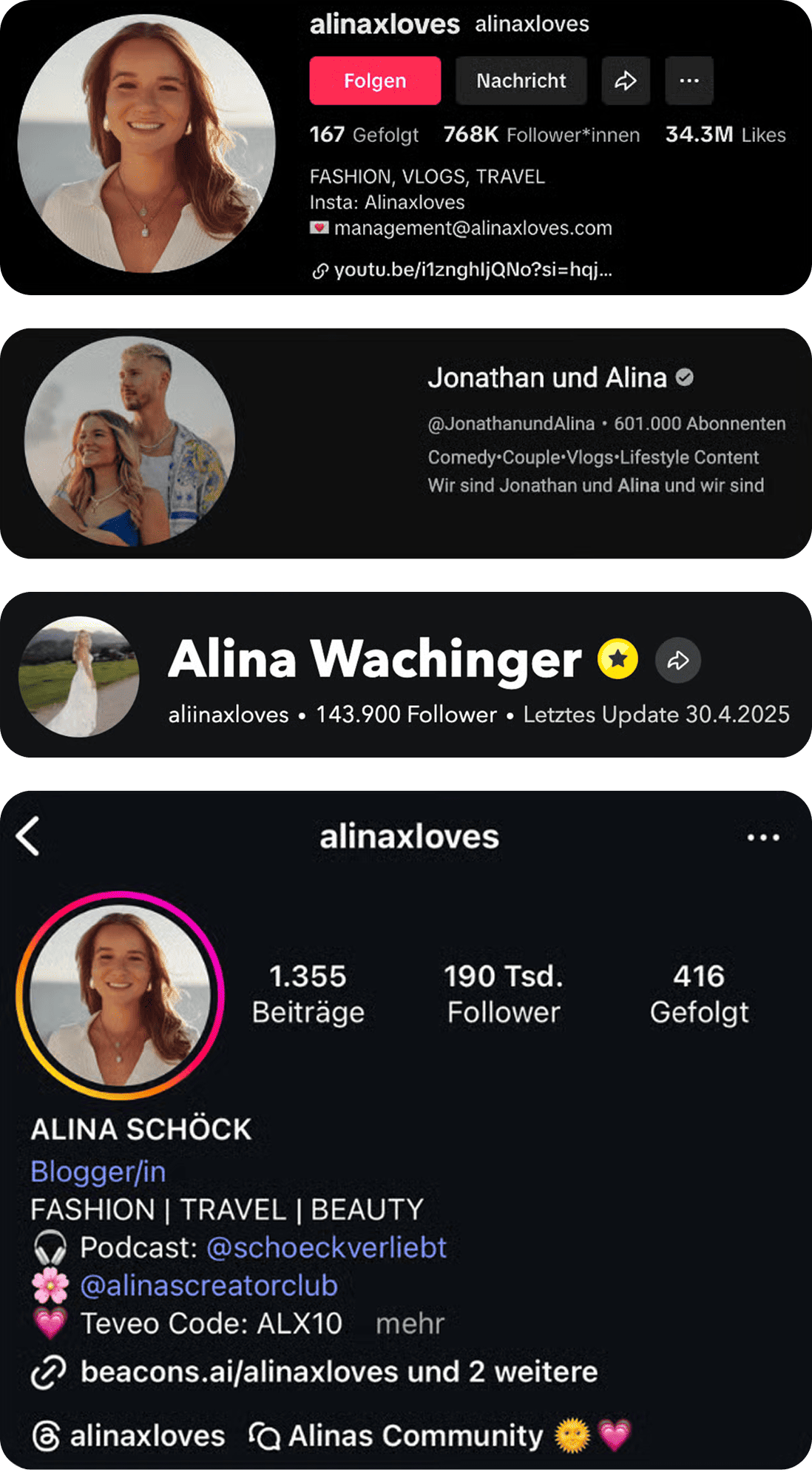 Alina Social Media Reach