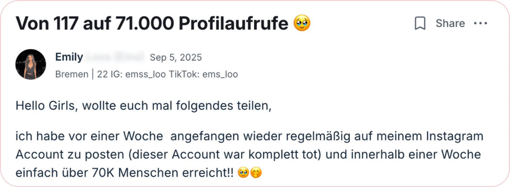 Testimonial - Von 117 auf 71.000 Profilaufrufe
