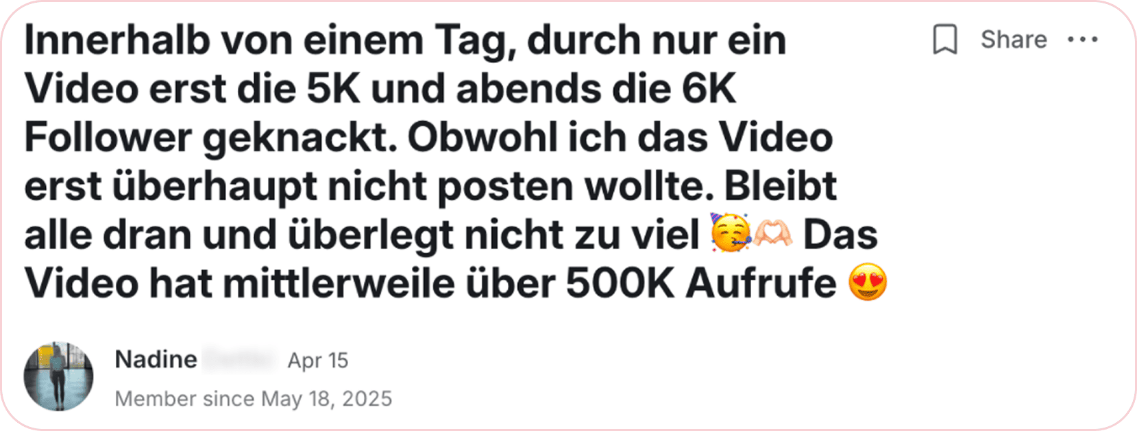 Testimonial - 500K Aufrufe